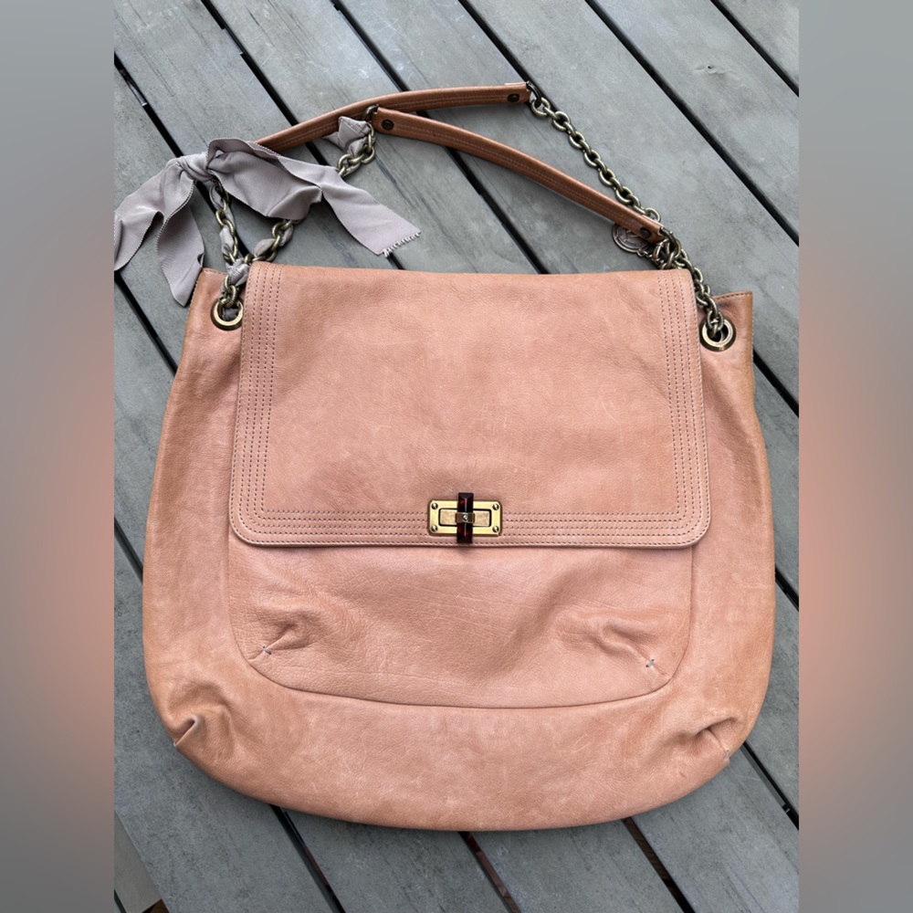 Authentic Vintage Lanvin Pink Peach Leather Bag